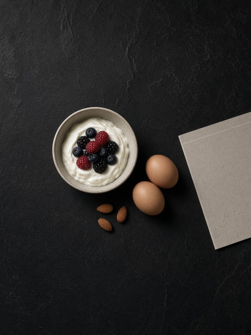A woman drinks a shake in a bright kitchen, the photograph for the Protein Cheat Sheet
