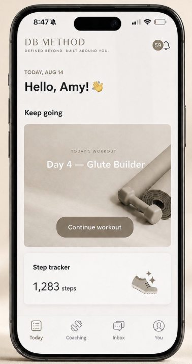 DB Method Training Blueprint displayed in the coaching app